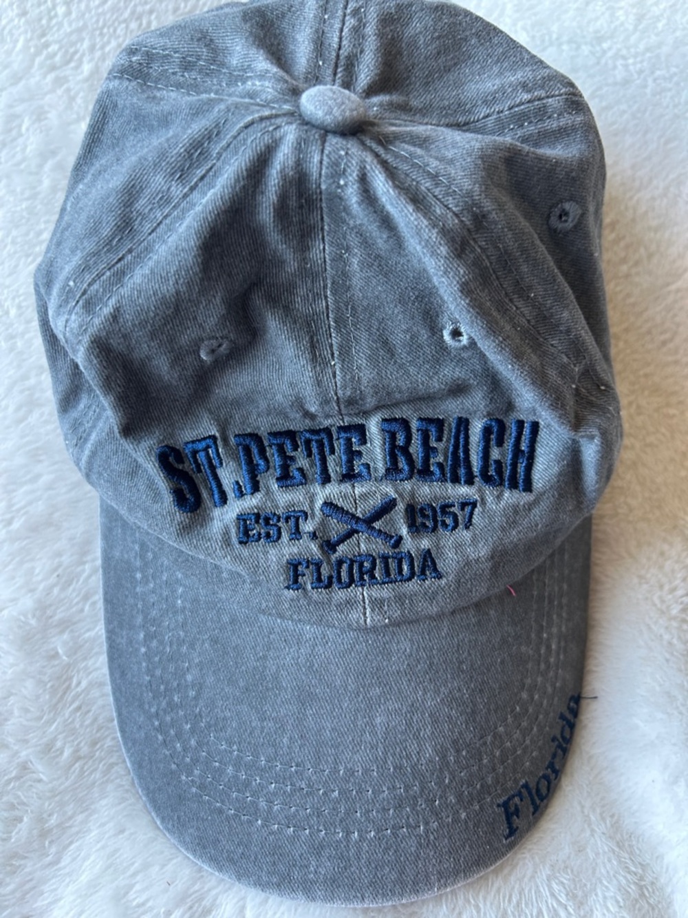 Vintage St. Pete Beach Florida Embroidered Gray Baseball Hat